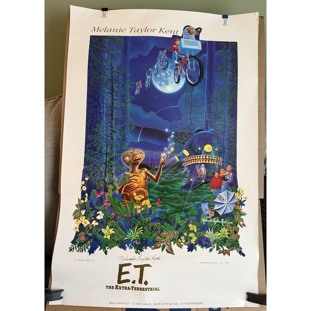 E.T. Poster Signed By Melanie Taylor Kent 36"x 24" 1992